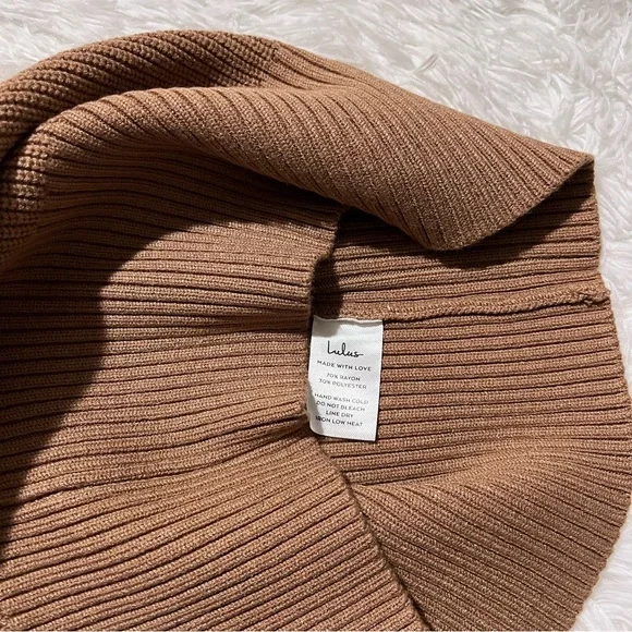 NWT LULUS Autumn Breeze Tan Cutout Pullover Sweater - Picture 5 of 9